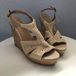 Audrey Brooke Macrame Crocketed Wedge Sandals 10